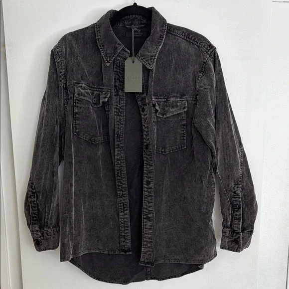 New With Tags ALLSAINTS Women’s Phoebe Cotton Corduroy Shirt In Washed Black - Picture 2 of 10